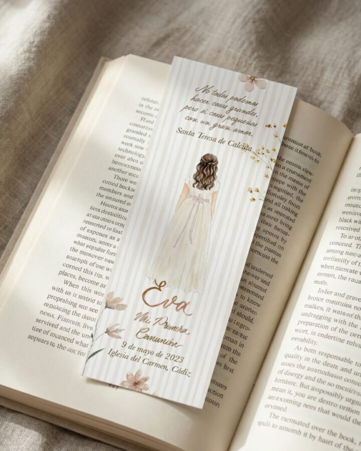 Marcapaginas niña de comunion Acuarela