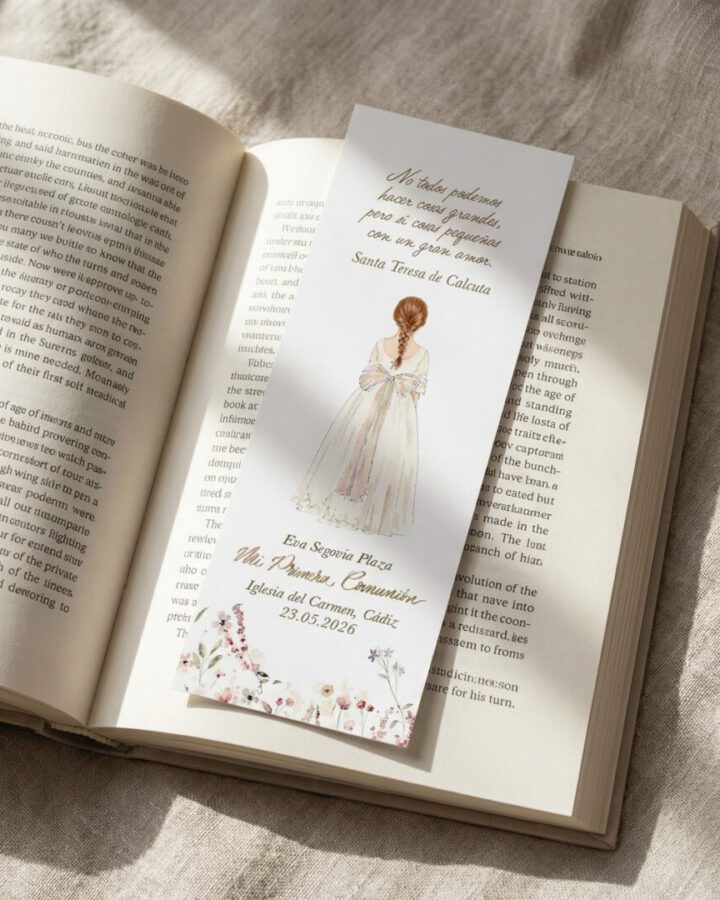 Marcapaginas niña de comunion Acuarela EMPOLVADO