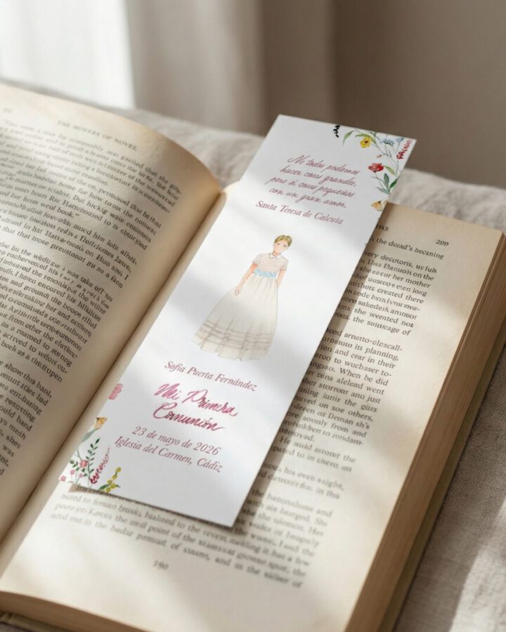 Marcapaginas niña de comunion Acuarela FLORA