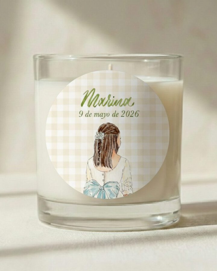 Pegatina primera comunion personalizada en acuarela