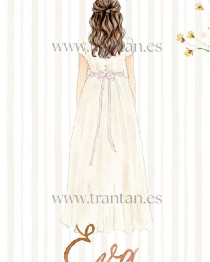 marcapaginas niña acuarela primera comunion elegante