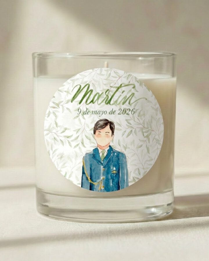 pegatina natura elegante mi primera comunion hojas verdes