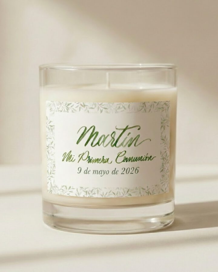 pegatina vela natura elegante mi primera comunion hojas verdes