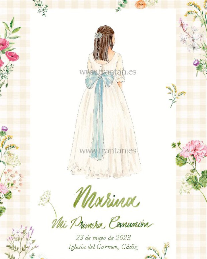 primera comunion vichy niña pintada a acuarela-02