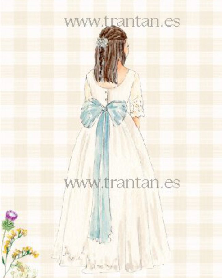 primera comunion vichy niña pintada a acuarela-03